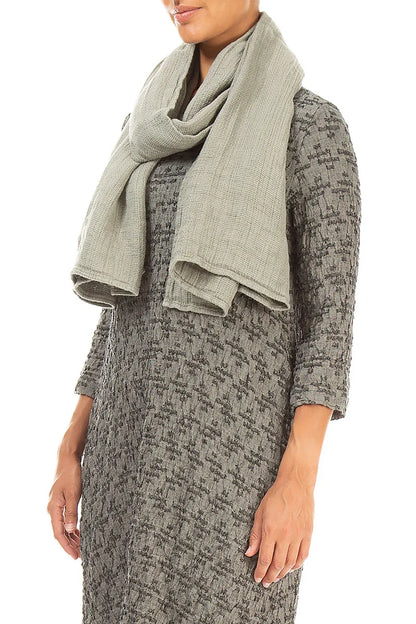 Olive Grey Textured Linen Scarf