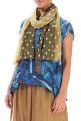Olive Light Dotty Ombré Silk Scarf 3
