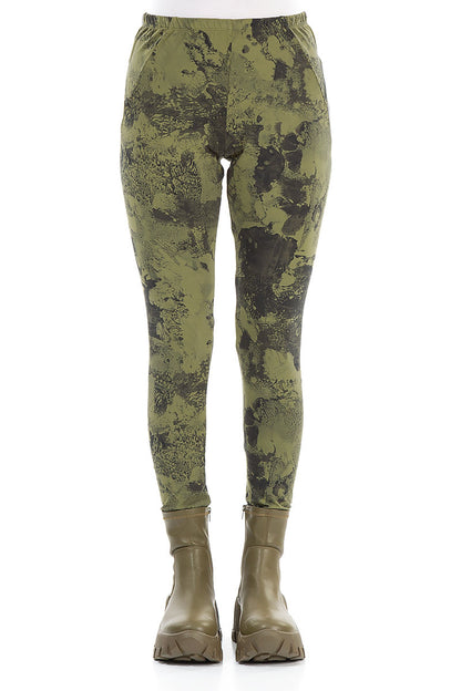 Olive Marble Cotton Leggings