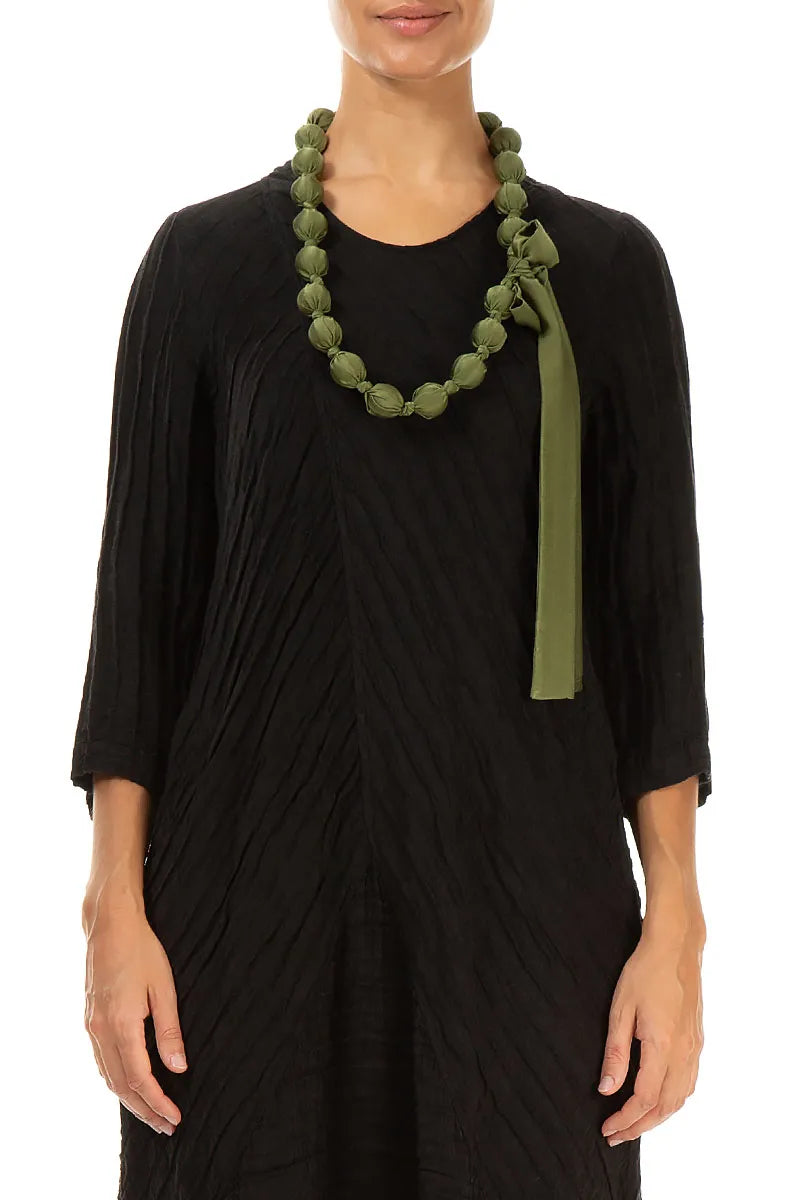 Olive Silk Bead Necklace 1