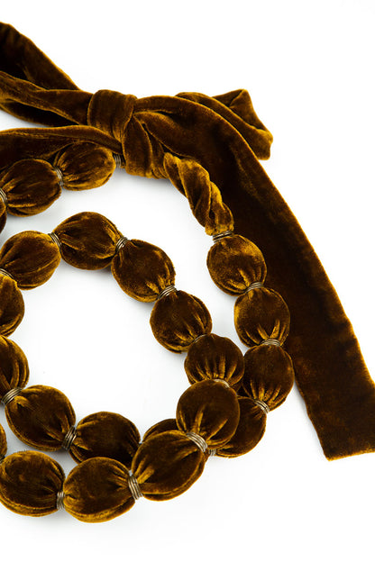 Olive Silk Velvet Bead Necklace