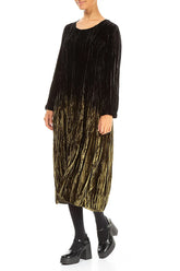 Olive Silk Velvet Ombré Dress 3