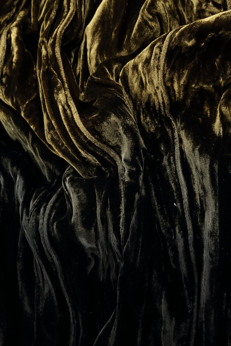 Olive Silk Velvet Ombré Shift Dress 6