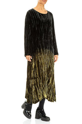 Olive Silk Velvet Ombré Shift Dress 3