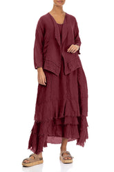 Open Antique Ruby Gauze Linen Jacket 4