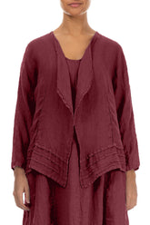Open Antique Ruby Gauze Linen Jacket 1