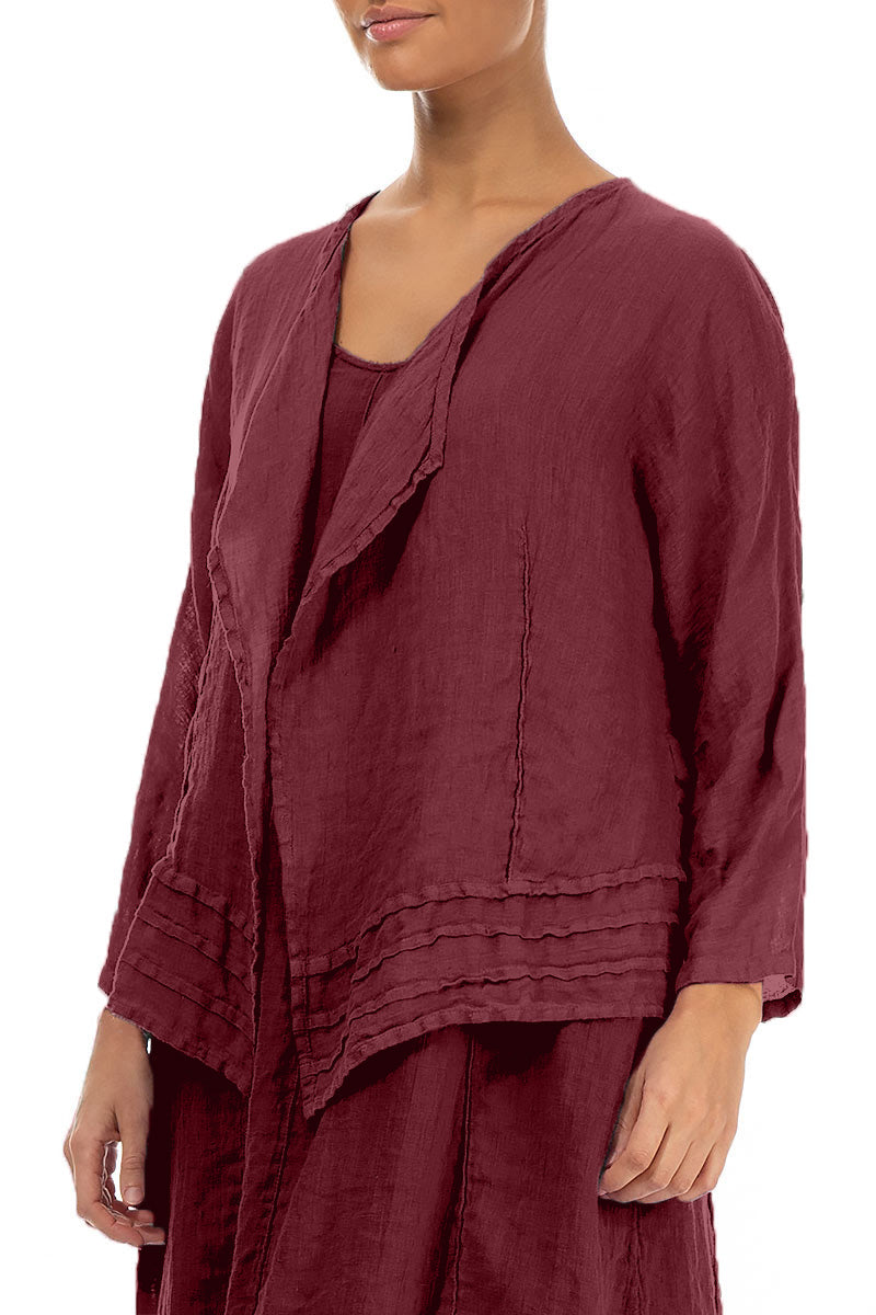 Open Antique Ruby Gauze Linen Jacket 3