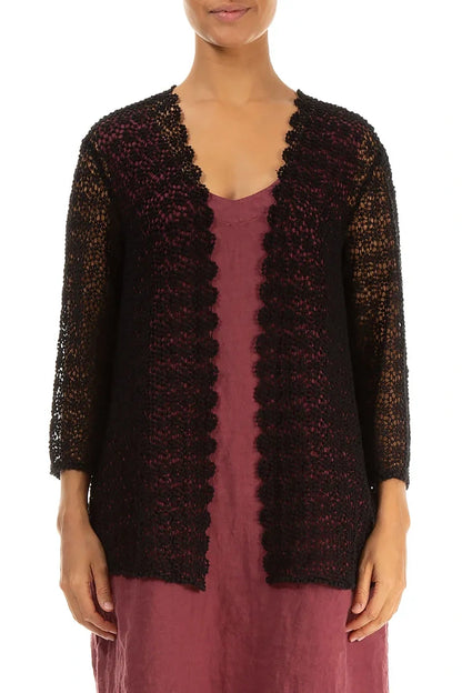 Open Black Broderie Cotton Jacket 1