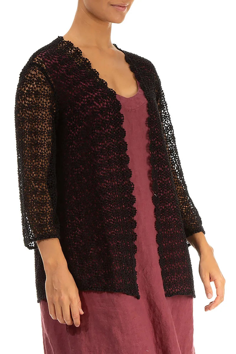 Open Black Broderie Cotton Jacket 3