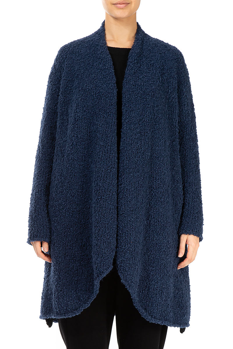 Open Blue Violet Alpaca Wool Coat Cardigan