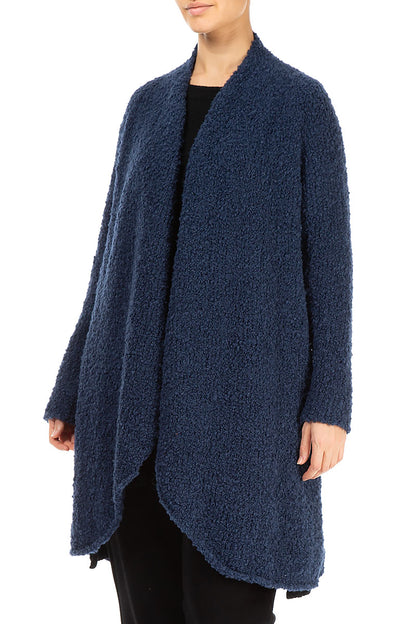 Open Blue Violet Alpaca Wool Coat Cardigan