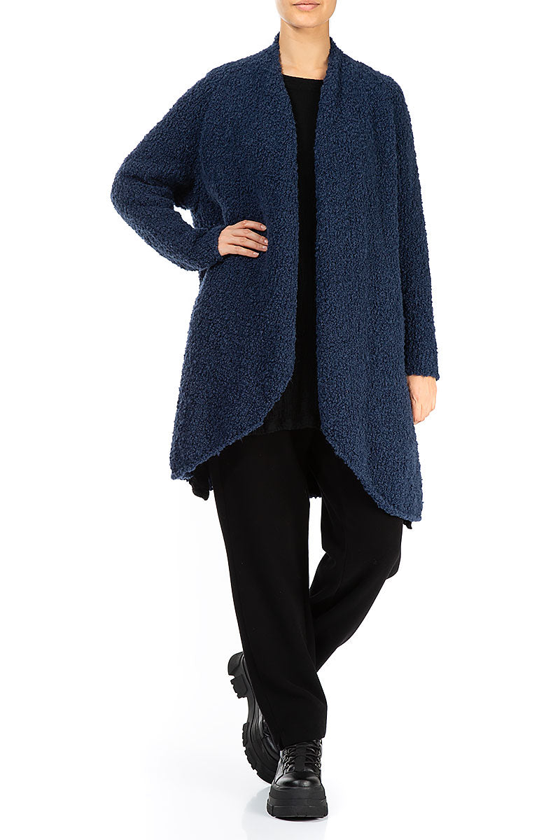 Open Blue Violet Alpaca Wool Coat Cardigan