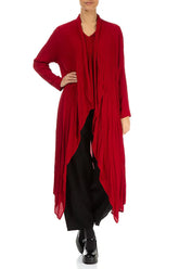 Open Cherry Red Crumpled Viscose Jacket 4