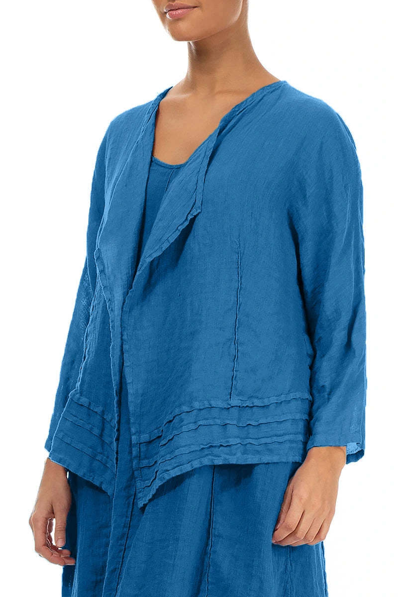 Open Cobalt Blue Gauze Linen Jacket