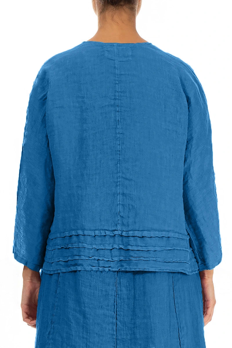 Open Cobalt Blue Gauze Linen Jacket