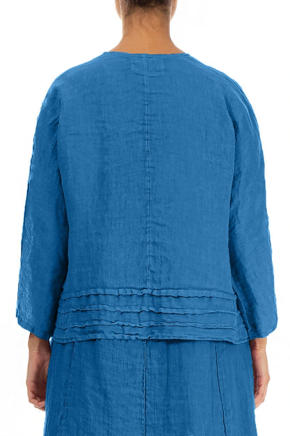 Open Cobalt Blue Gauze Linen Jacket