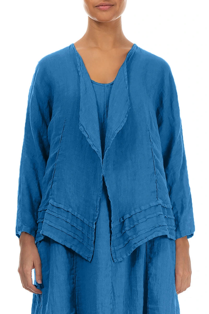 Open Cobalt Blue Gauze Linen Jacket 1