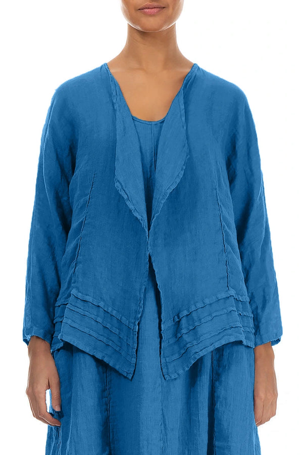Open Cobalt Blue Gauze Linen Jacket 1