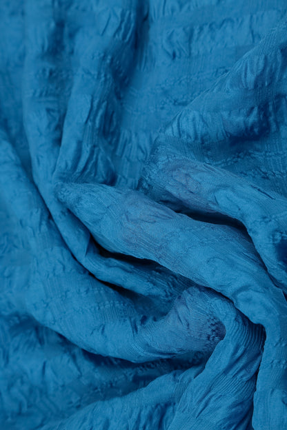 Open Cobalt Blue Textured Silk Jacket