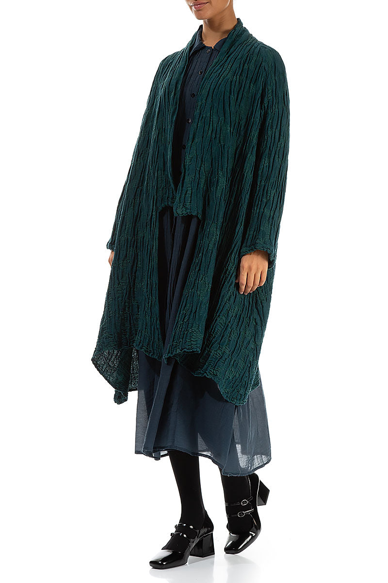 Open Emerald Circle Silk Linen Jacket