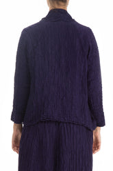 Open Crinkled Royal Purple Silk Linen Jacket 2