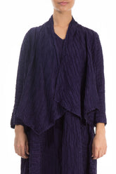 Open Crinkled Royal Purple Silk Linen Jacket 1