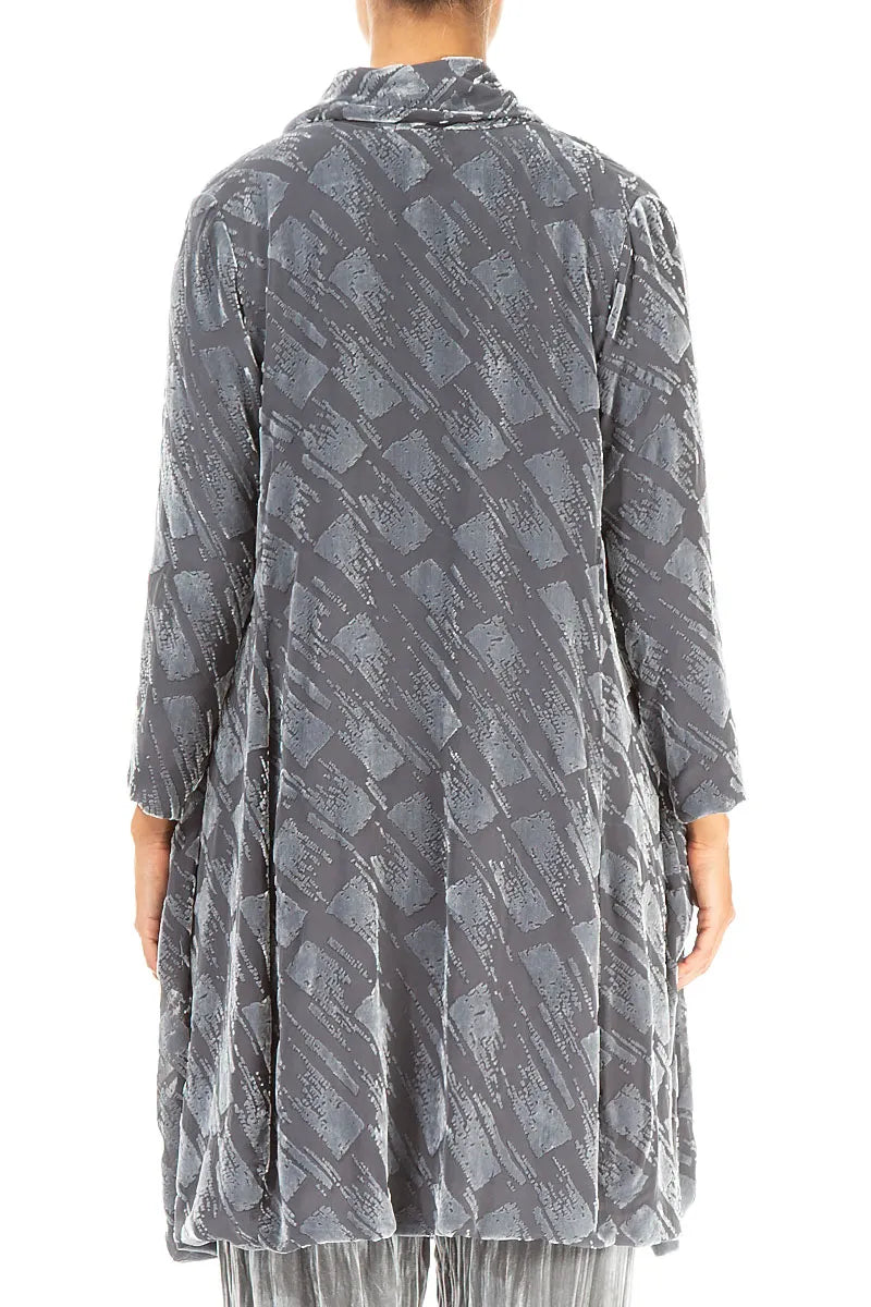 Open Devoré Brush Silver Silk Velvet Jacket 2