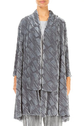 Open Devoré Brush Silver Silk Velvet Jacket 1