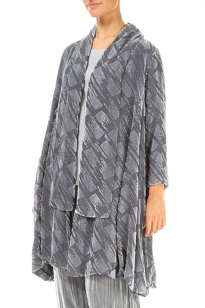 Open Devoré Brush Silver Silk Velvet Jacket 3