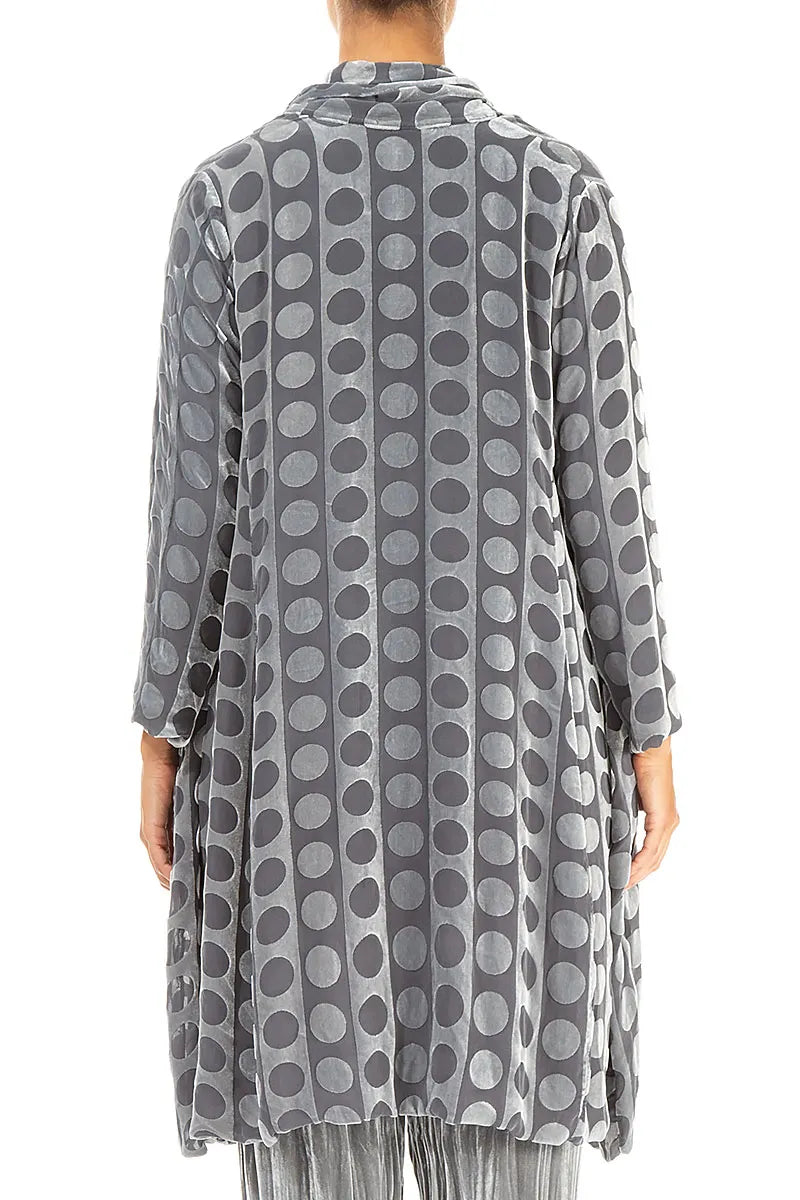 Open Devoré Bubble Lines Silver Silk Velvet Jacket 2