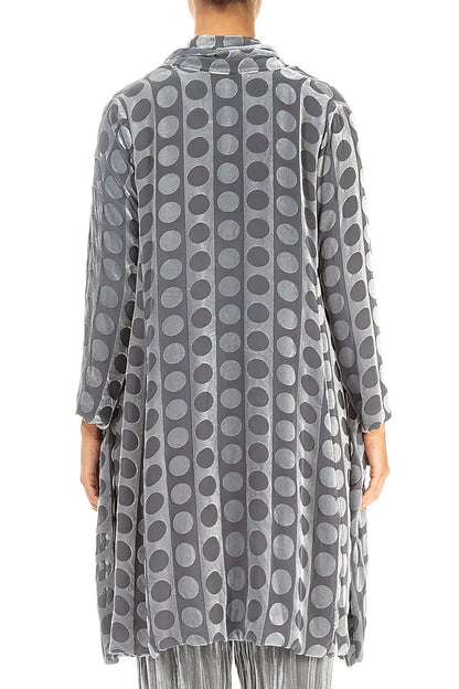 Open Devoré Bubble Lines Silver Silk Velvet Jacket 2