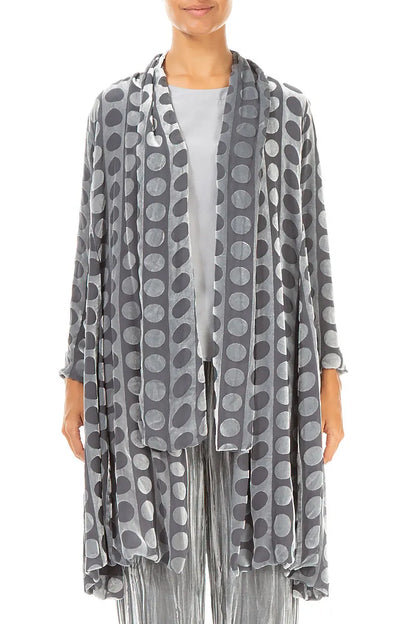 Open Devoré Bubble Lines Silver Silk Velvet Jacket 1