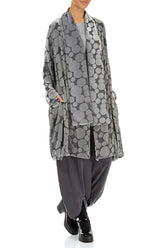 Open Devoré Bubbles Silver Silk Velvet Jacket 4