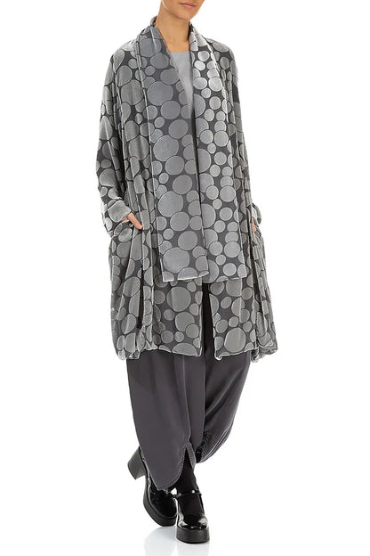 Open Devoré Bubbles Silver Silk Velvet Jacket 4