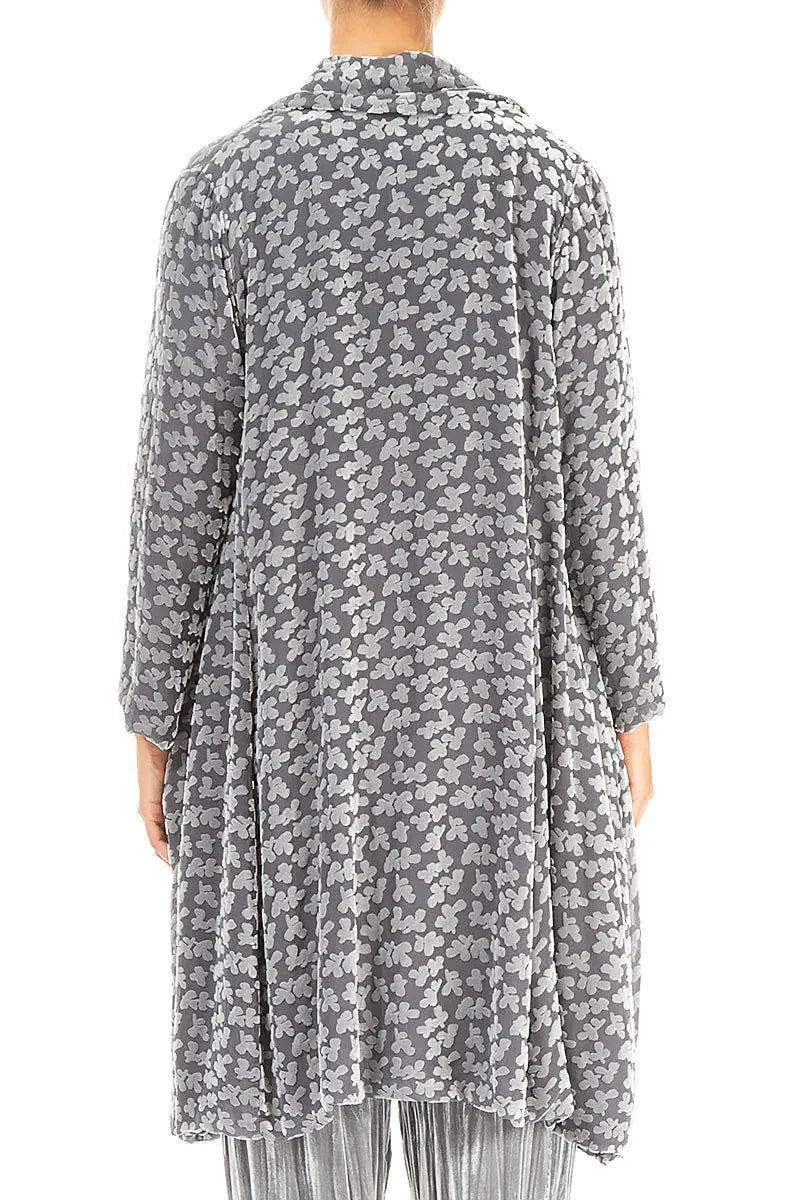 Open Devoré Petals Silver Silk Velvet Jacket 2