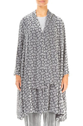 Open Devoré Petals Silver Silk Velvet Jacket 1