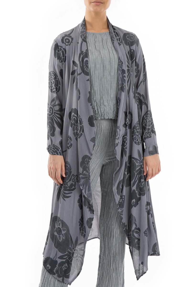 Open Flowers Light Grey Viscose Jacket