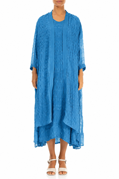 Open Front Cobalt Blue Light Silk Jacket