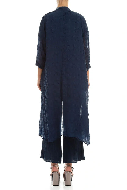 Open Front Navy Light Silk Jacket 2