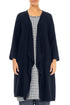 Open Front Navy Linen Viscose Jacket 1