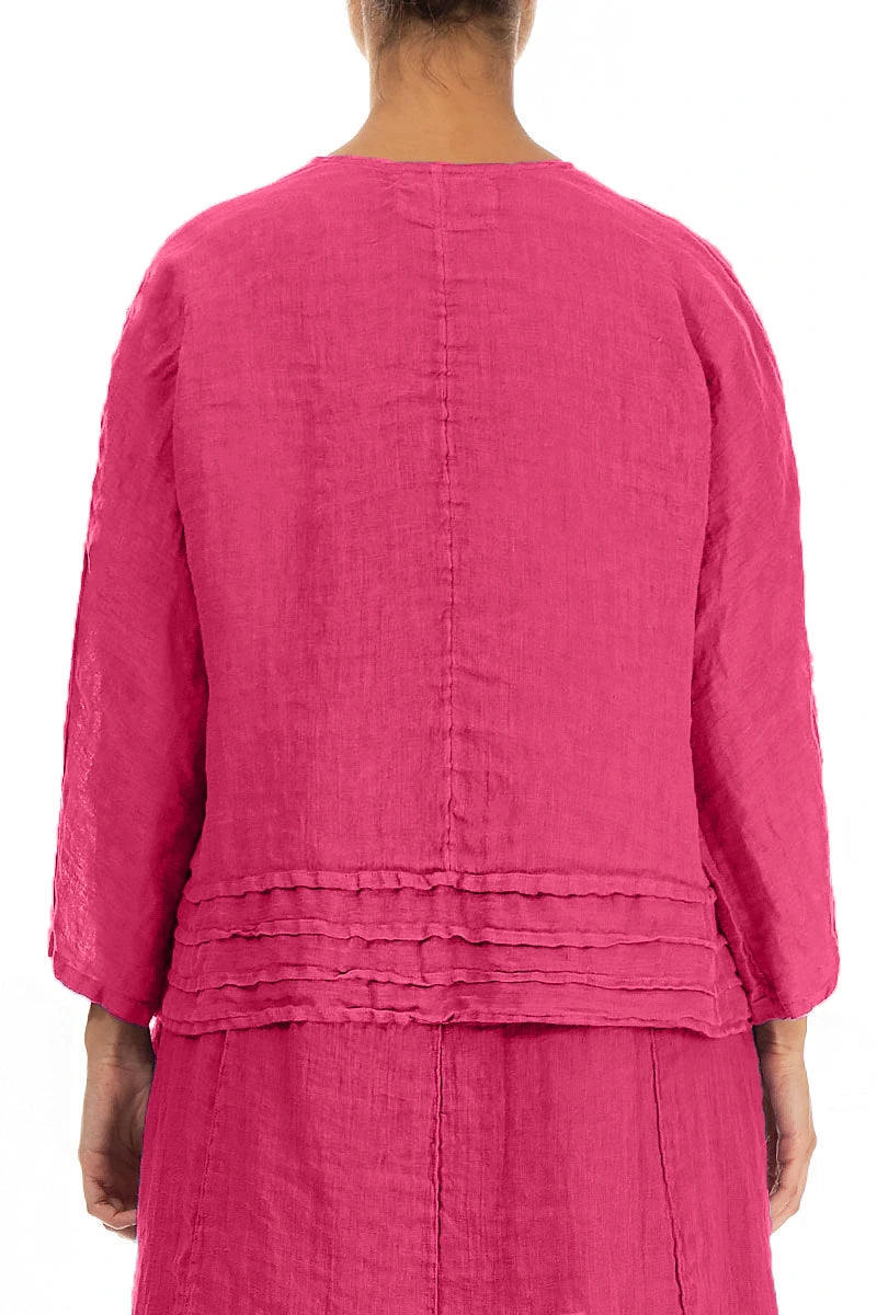 Offene Fuchsia-Gaze-Leinenjacke