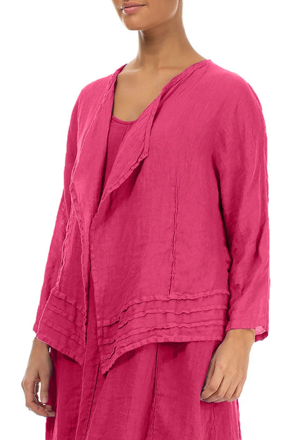 Offene Fuchsia-Gaze-Leinenjacke