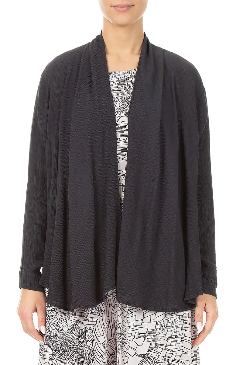 Open Graphite Silk Viscose Jacket
