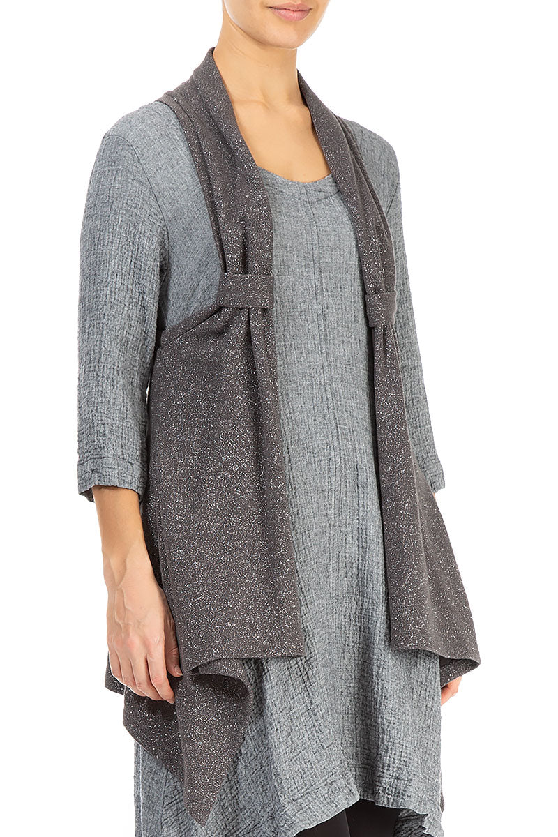 Open Grey Glitter Cotton Vest