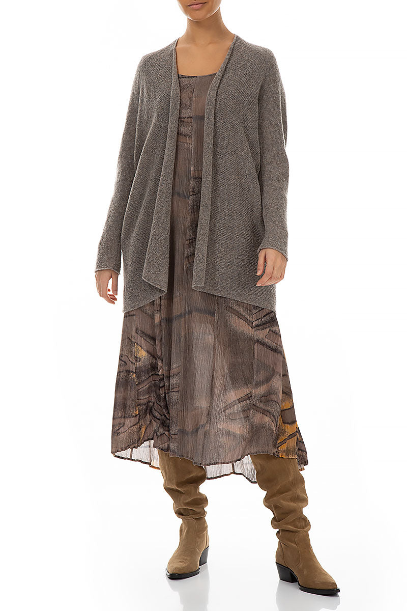 Open Light Brown Wool Cardigan 3