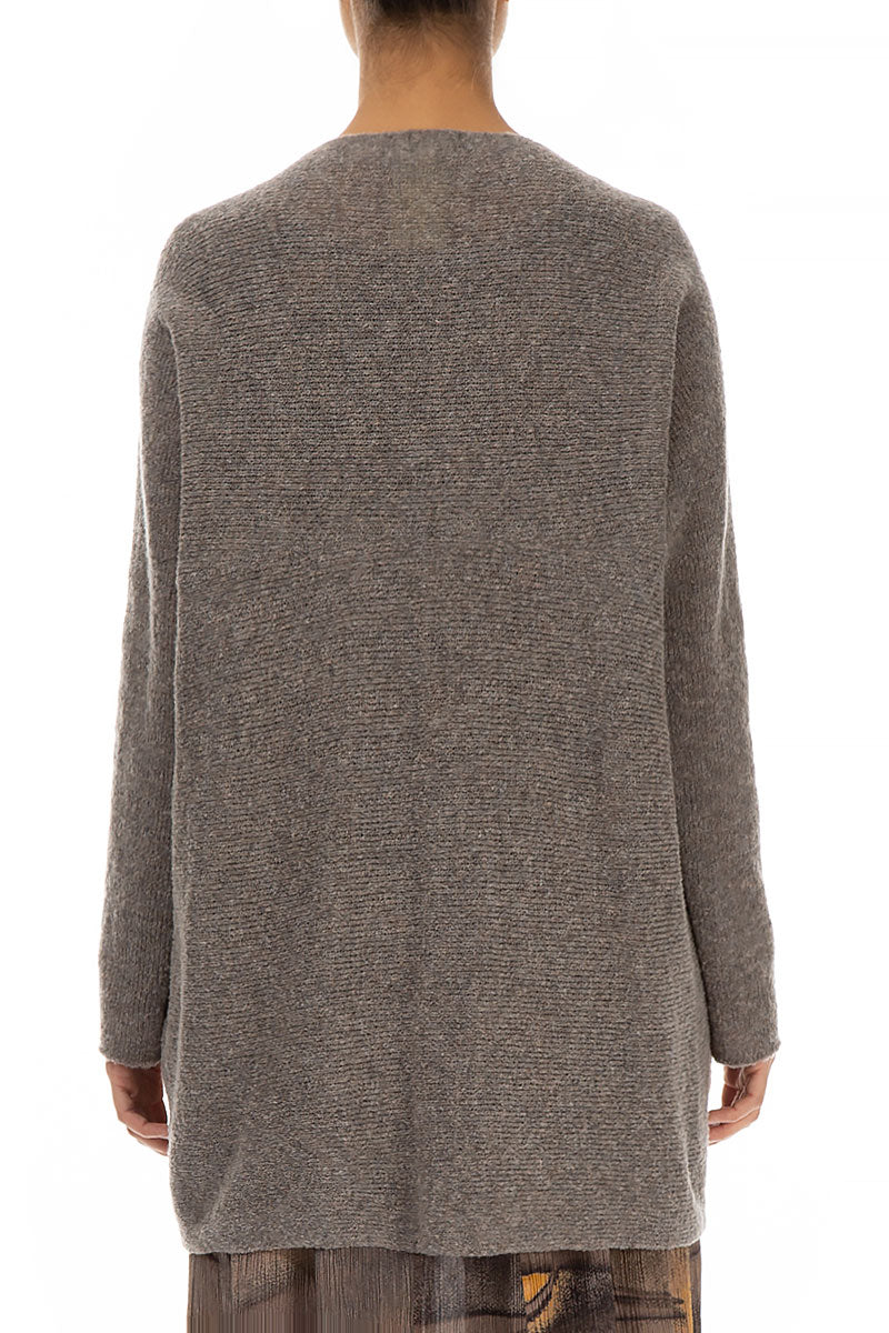 Open Light Brown Wool Cardigan 2