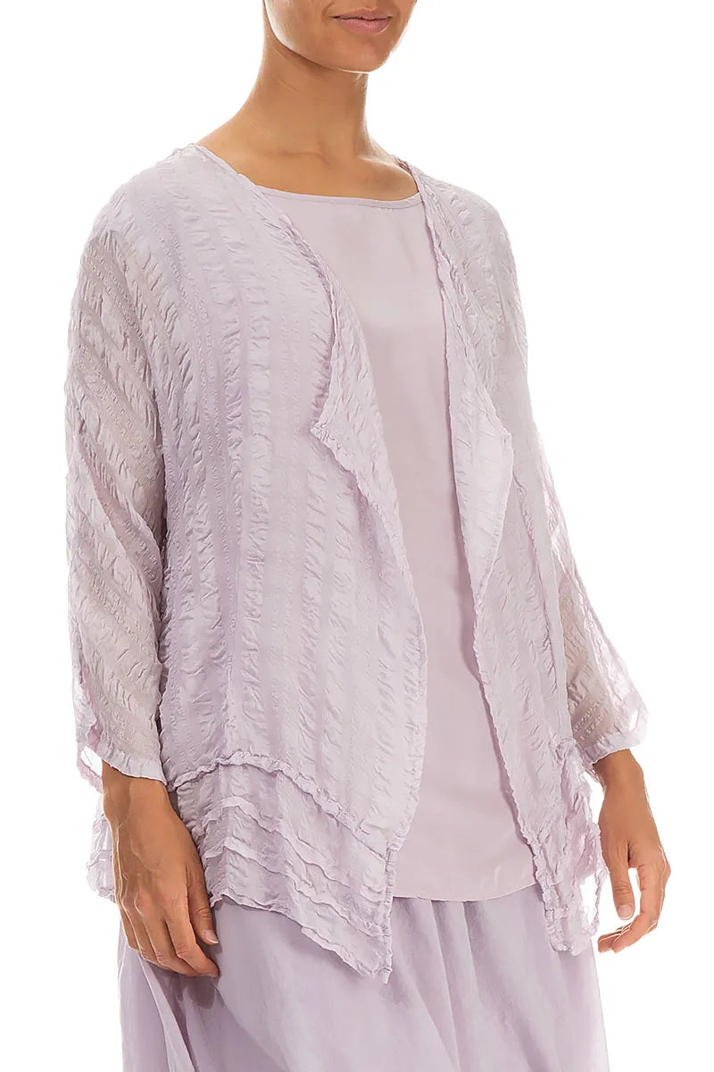 Open Lilac Textured Silk Jacket
