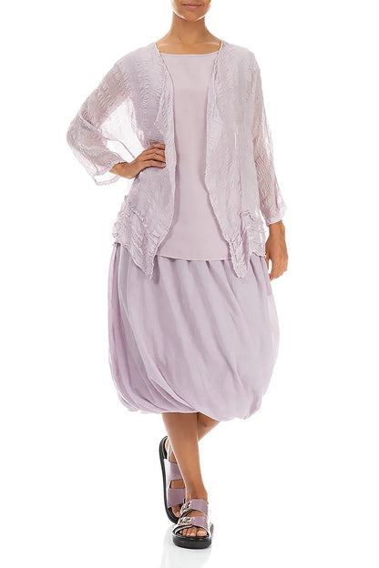 Open Lilac Textured Silk Jacket
