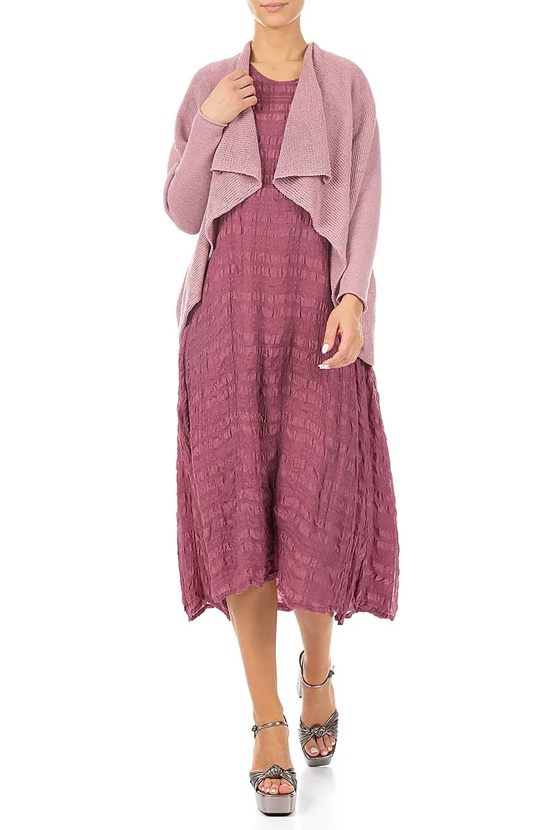 Open Longer Back Mauve Pink Linen Cardigan 5