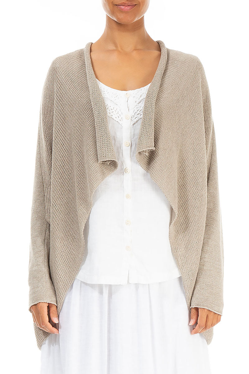 Open Longer Back Natural Linen Cardigan